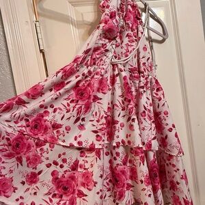 Floral Pink and White Dress